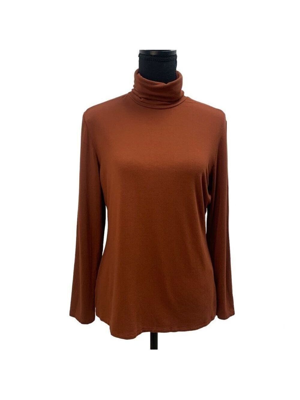 BIANCA Nygard rust brown long sleeve turtleneck top Sz MP